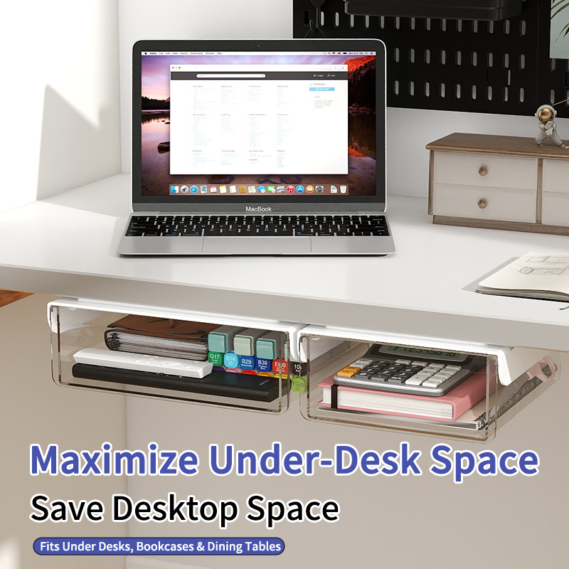 ระบบลิ้นชักซ่อนใต้โต๊ะ ติดตั้ง - Desk Setup Study บทวิจารณ์และราคา